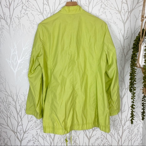 EILEEN FISHER Button-Down Neon Green Rain Jacket L - Picture 3 of 13